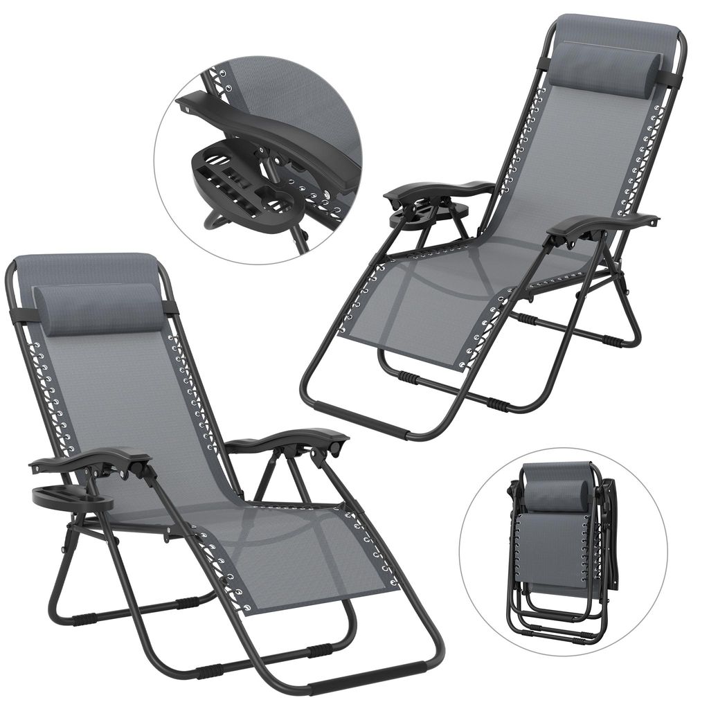 YRHome Faltbarer Liegestuhl Hellgrau mit Kissen, Relaxstuhl klappbar für Strand, Camping, Garten und Pool, Outdoor Sonnenliege