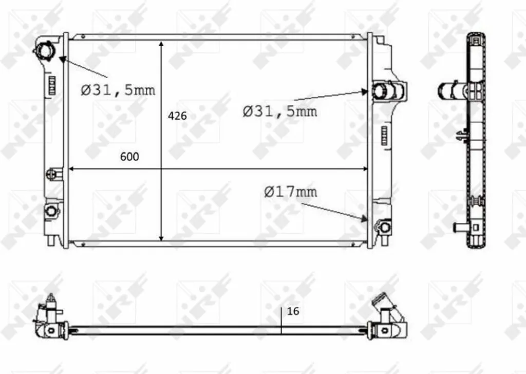 Radiateur NRF 58382 en aluminium haute résistance Yaris P13