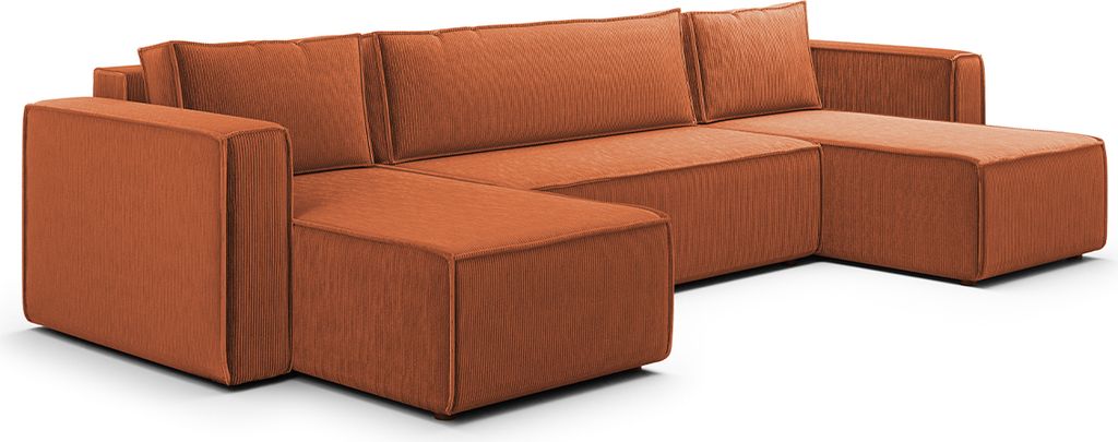 U-Sofa 5-sitzig umbaubar Truhe Ezekiel Cord Terracotta