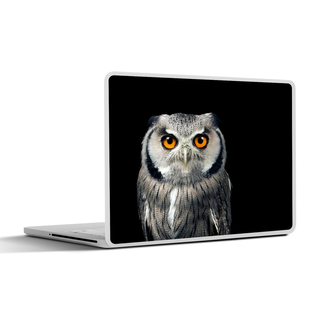 MuchoWow Laptop Aufkleber Sticker Cover Eule - Vogel - Orange - Schwarz 31x22.5 cm - Laptop-Deko