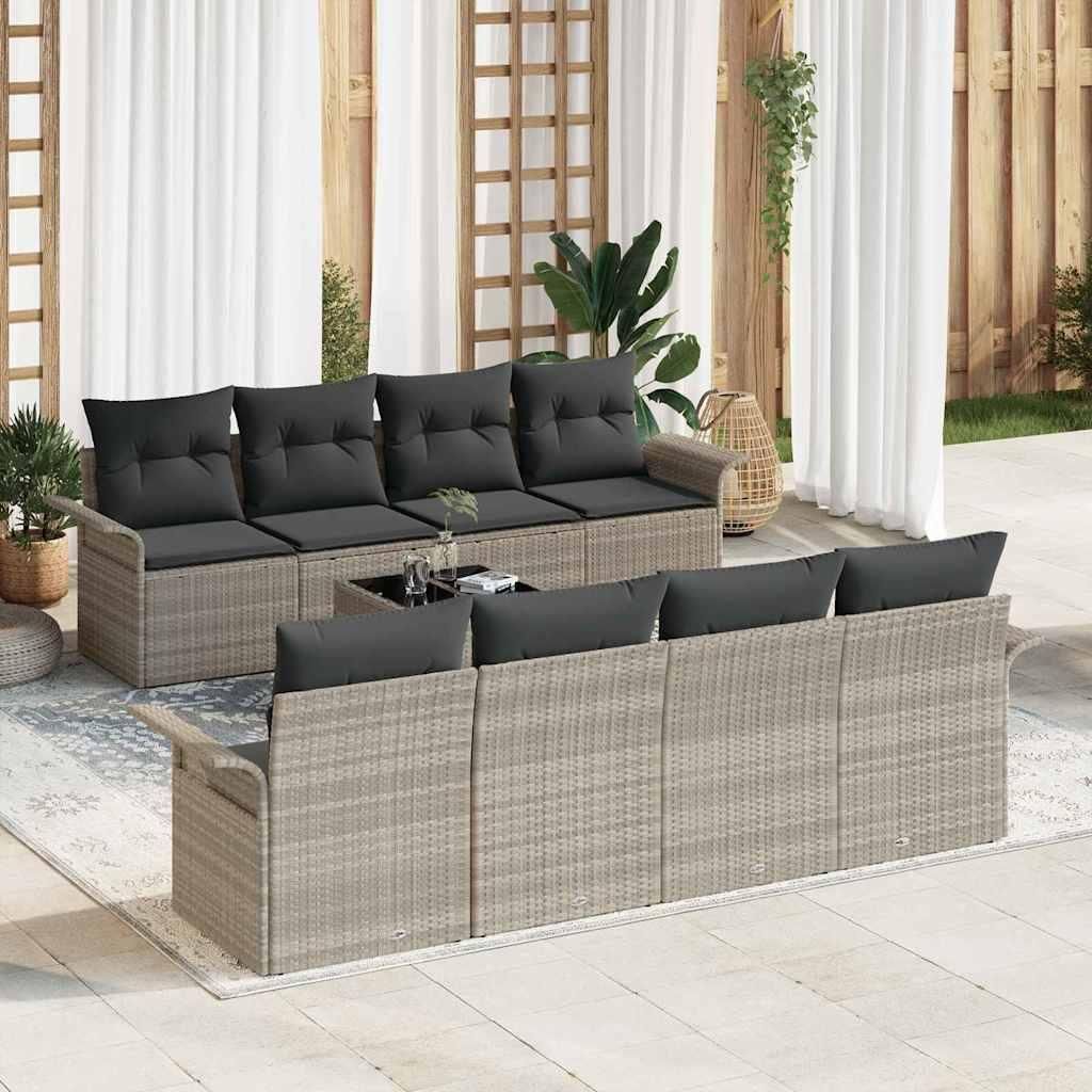 Möbel Garten-Sofa-Set 9 pcs Hellgrau und Dunkelgrau 55 x 55 x 37 cm - Gartensofas 3353961