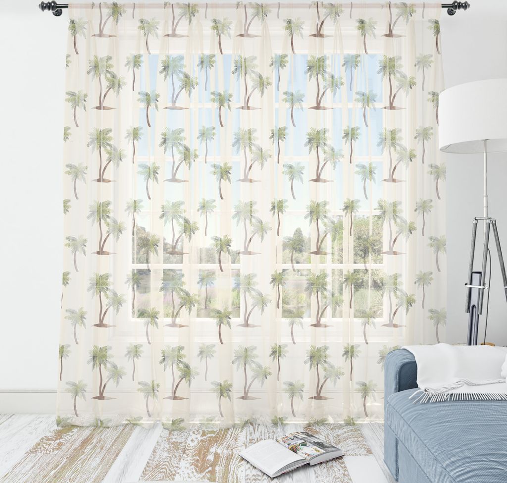 ABAKUHAUS Hawaii Wandteppich, Palmen Hand gezeichnet Wasser-Farben-Blick Repetitive Jungle Bäume, Wohnzimmer Schlafzimmer seidiges Satin Wandtuch,...