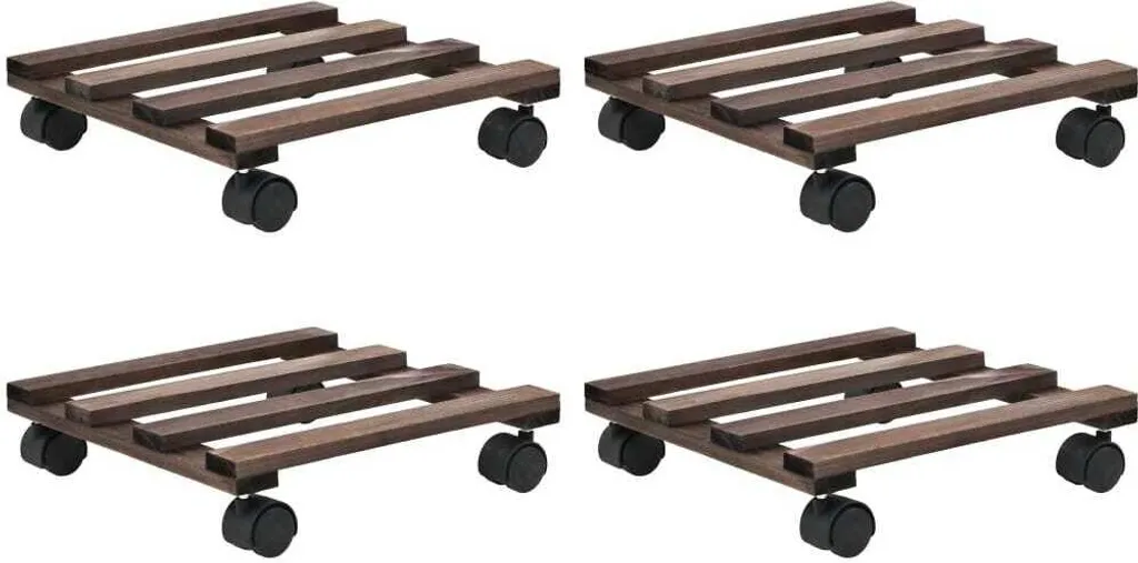 Support pour plantes avec roulettes 4 pcs en bois de cèdre 25x25 cm