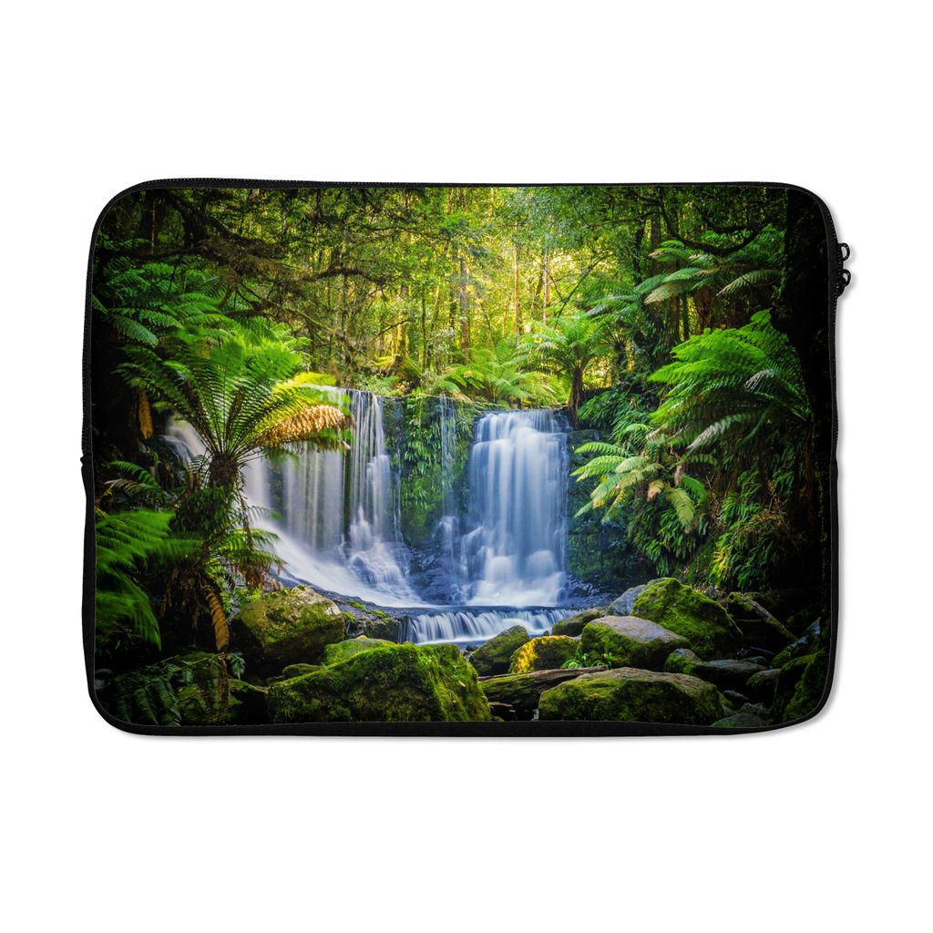 MuchoWow Laptop Hülle 13 Zoll Dschungel - Wasserfall - Australien - Pflanzen - Natur Laptoptasche - Laptophülle - Sleeve - Rundumschutz