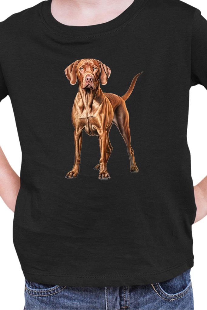 Kinder T-Shirt Dogs Breeds Vizsla Dog Breed 006, 9-11 Jahr - 140 / Schwarz