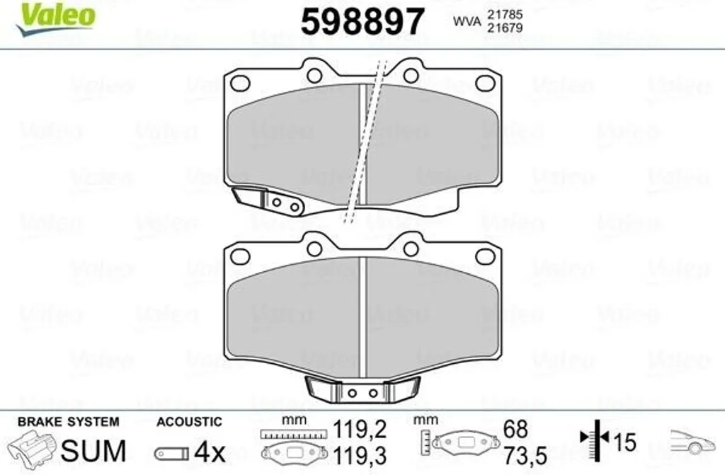 Plaquettes de frein avant Valeo pour Toyota 4 Runner et Hilux Pick-up