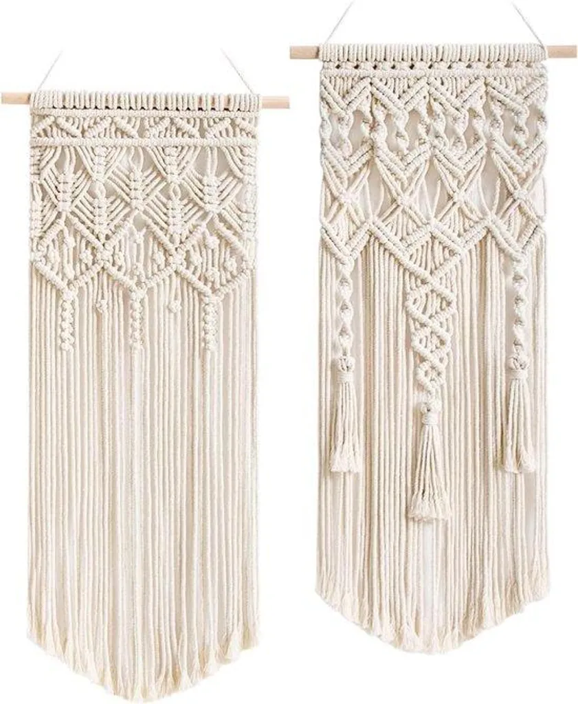 Décoration murale macramé pour chambre et salon style bohème 71x33cm