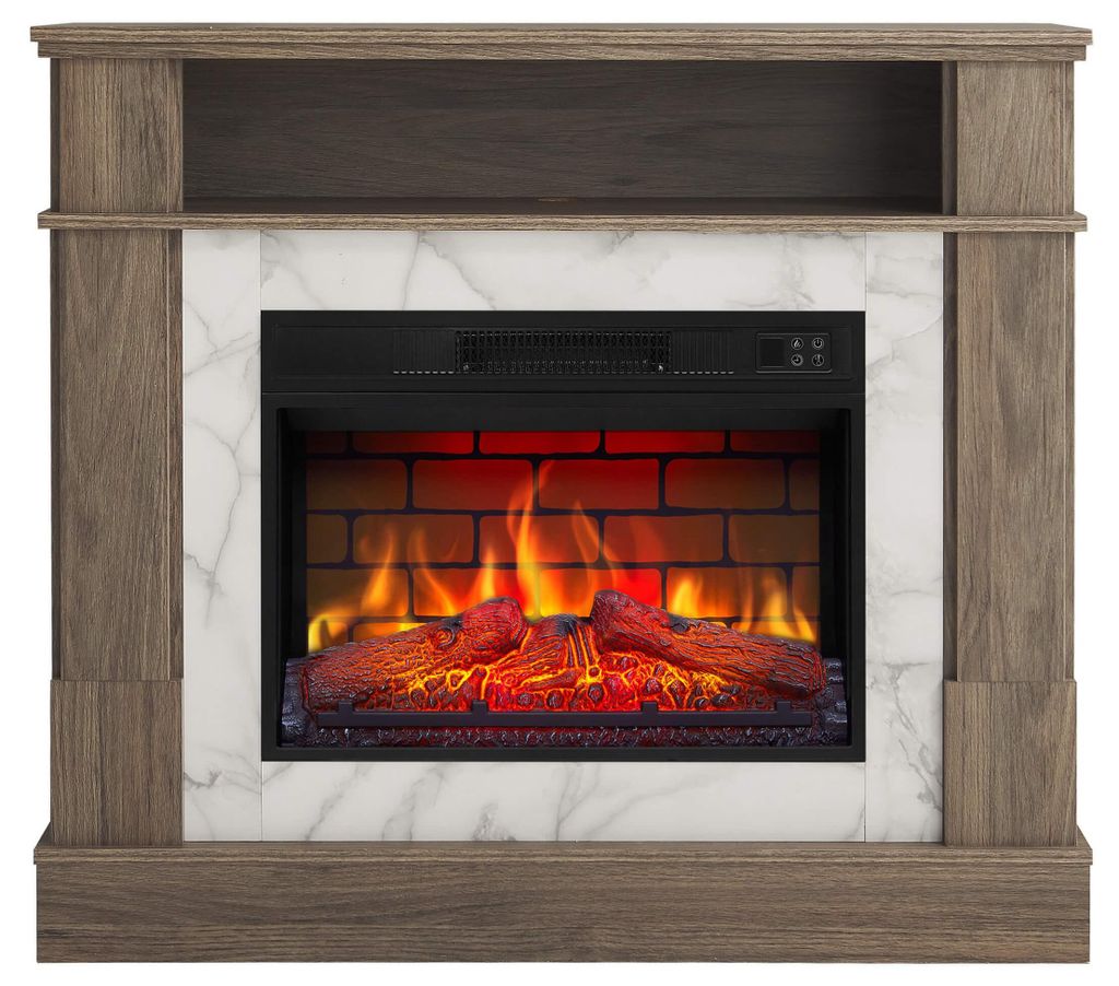 Elektrokamin ArtiFlame For Living AF23BS Eiche Grau – freistehender Kamin mit 3D-Flammeneffekt, LED-Beleuchtung, 1,8 kW, bis 30 m²