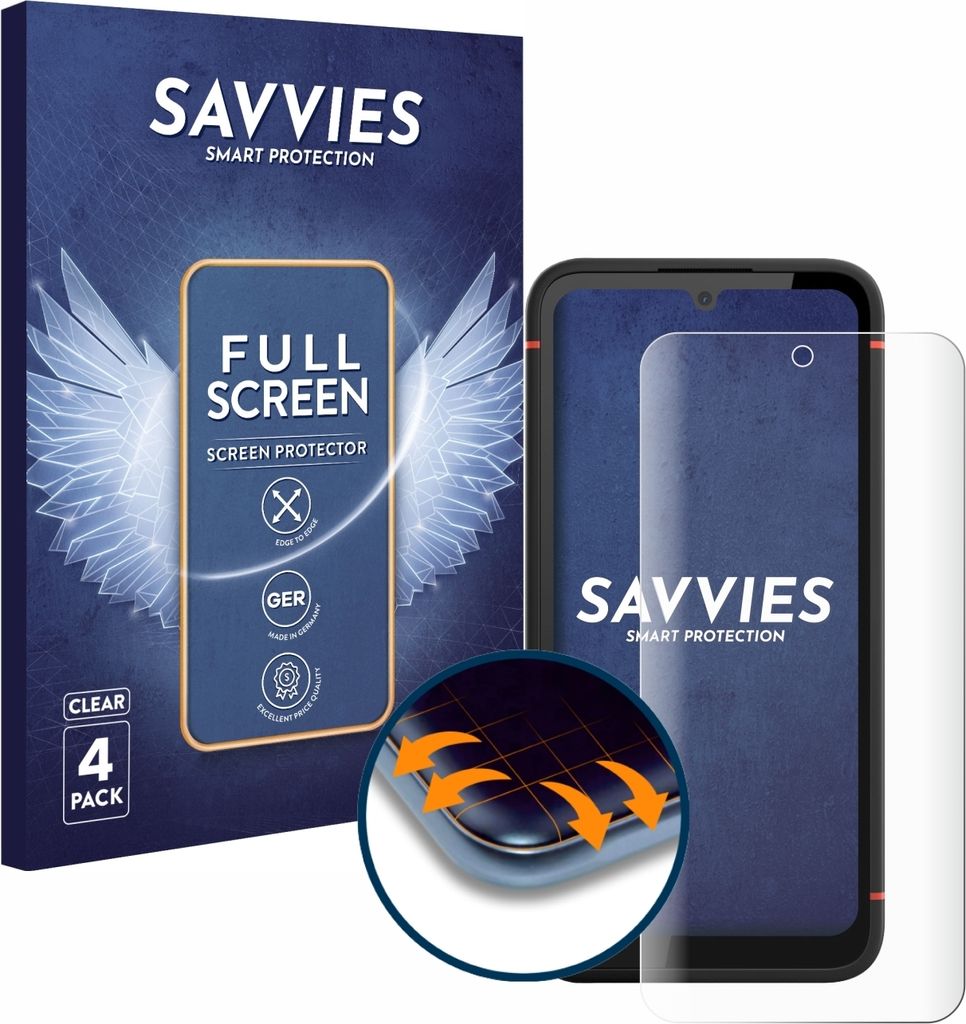 4x Savvies Fullscreen Schutzfolie für Gigaset GX4 Pro Displayschutz Folie Fullcover Klar Transparent