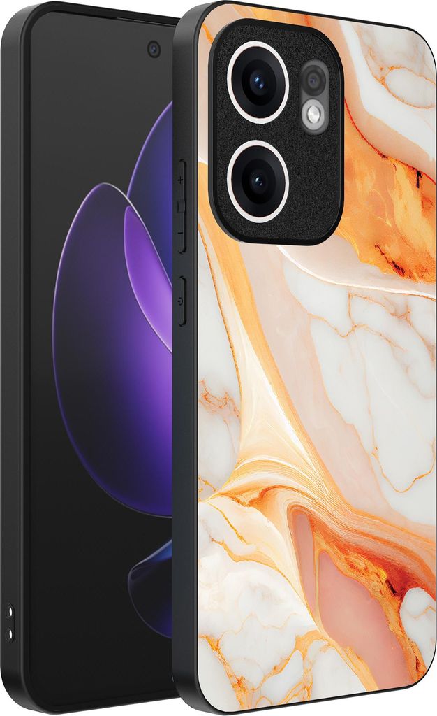 Smartphonica Telefon Fall geeignet für Oppo Reno 13F mit Marmor-Druck - TPU zurück Abdeckung Fall Marmor-Design - Orange