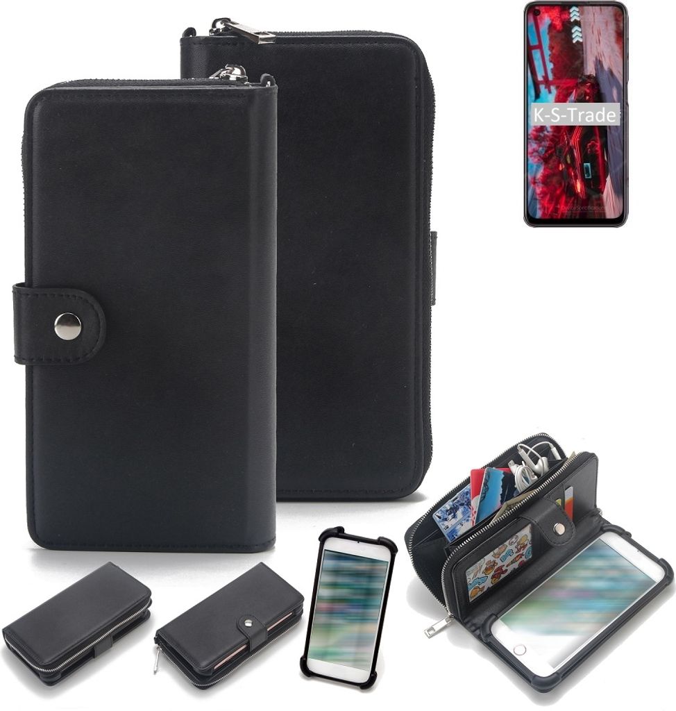 K-S-Trade 2in1 Handyhülle Schutzhülle kompatibel mit Oppo K9s & Portemonnee Cover Handy Hülle Case Etui Geldbörse Wallet Bookstyle Hülle schwarz