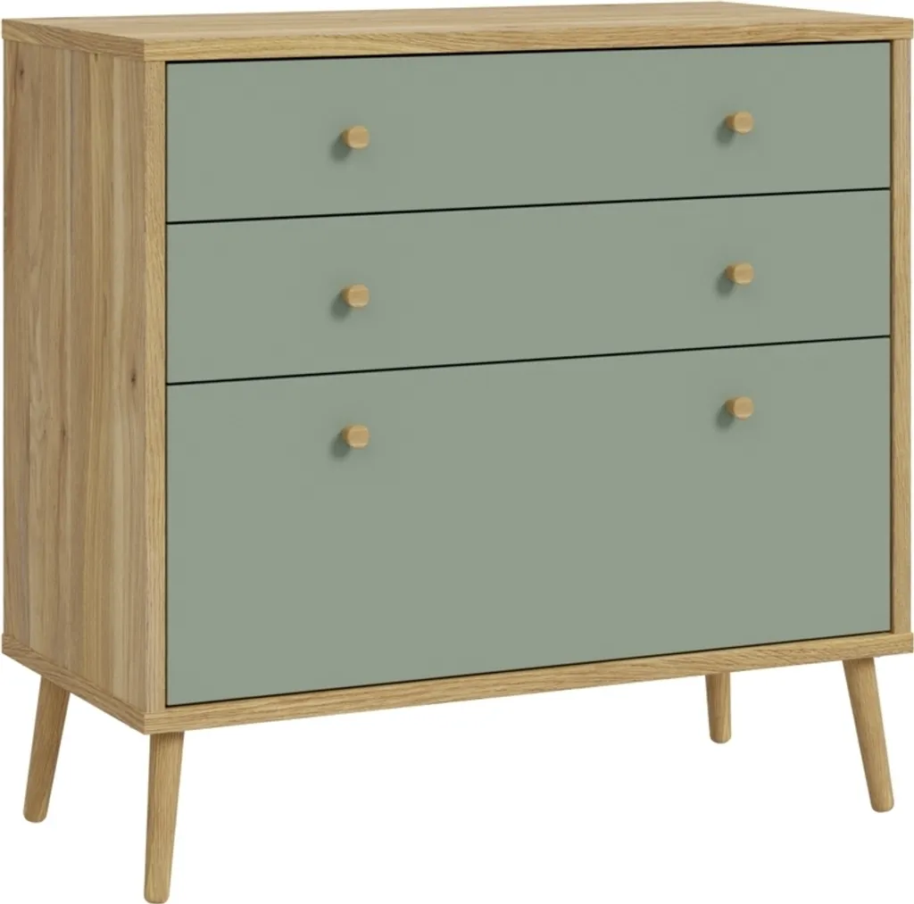 Commode 3 Tiroirs Whenua Chêne Naturel - Rangement Robuste 86cm de Haut