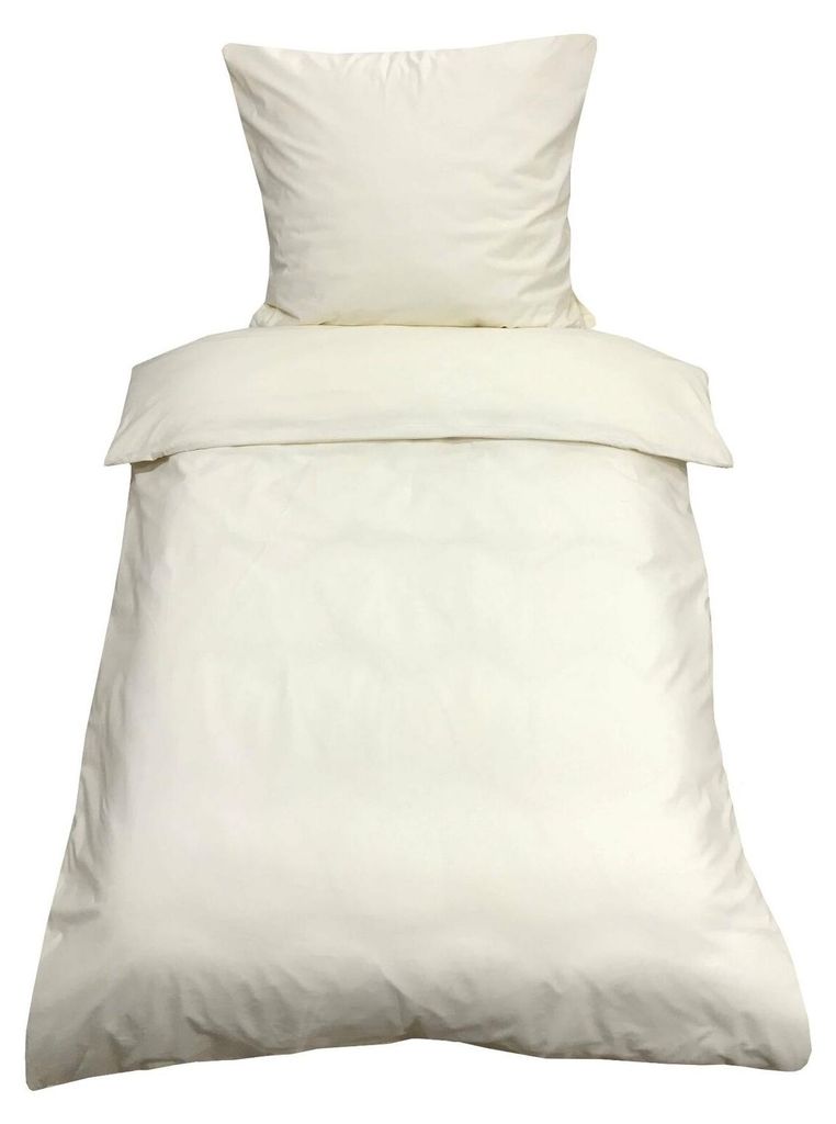 2 tlg Uni Bettwäsche 135x200 Beige Einfarbig Renforce Produktbild 