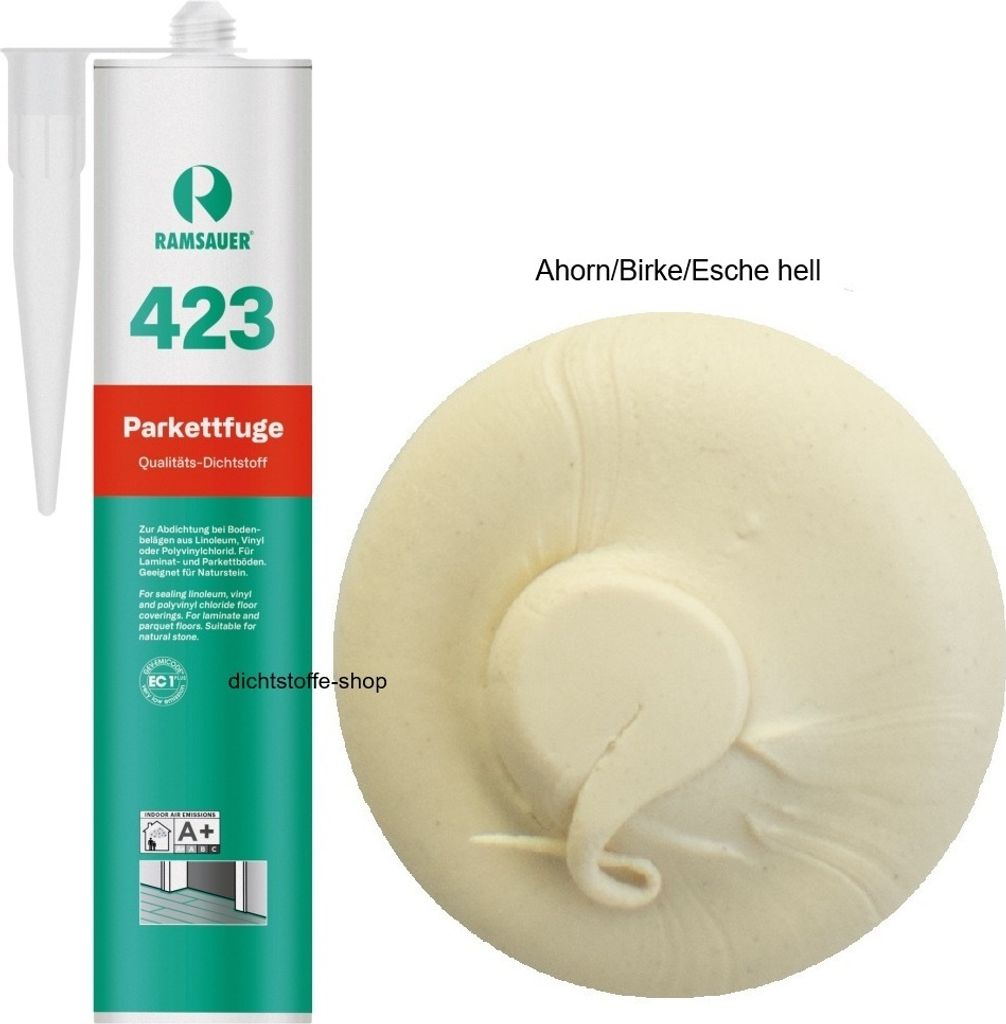 Ramsauer 423 Parkettfuge 1K Hybrid Dichtstoff 310ml Kartusche Laminat-Vinylboden Ahorn-Birke-Esche hell