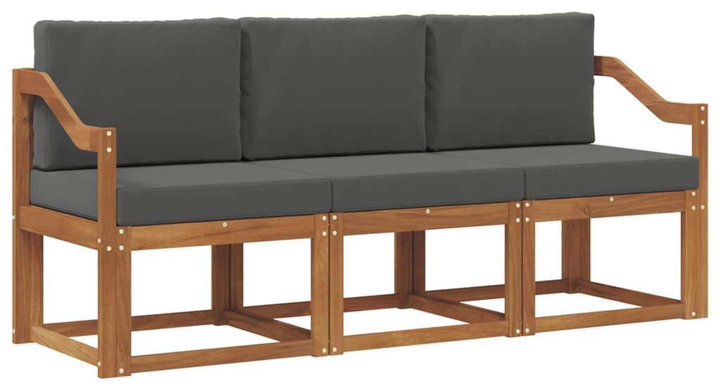 vidaXL Outdoor-Sofagarnitur mit Kissen 3 pcs Natur und Anthrazit