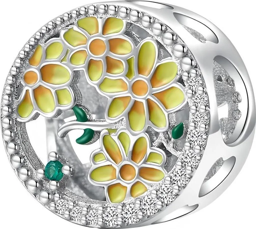 Charm Argento 925 Primula Febbraio Compatibile Pandora Moments