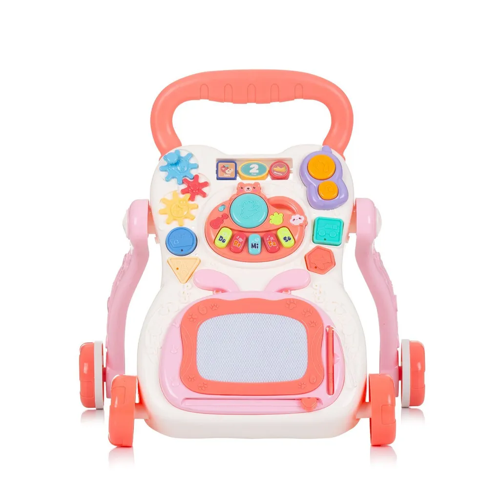 Trotteur Anti-basculement Bébé Rose avec Centre d'Activités Éducatif - 4