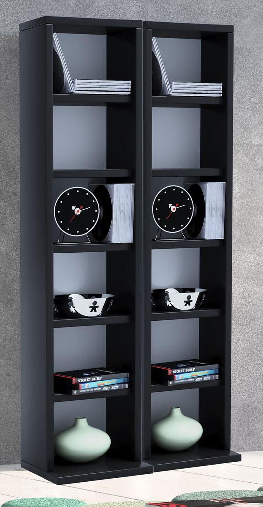 VCM Holz CD DVD Stand Regal | CD Regal mit Platz für 204 CDs oder 72 DVDs oder 40-Videos | Maße: H. 92 x B. 42 x T. 20 cm | Elegantes CD/DVD Rega...
