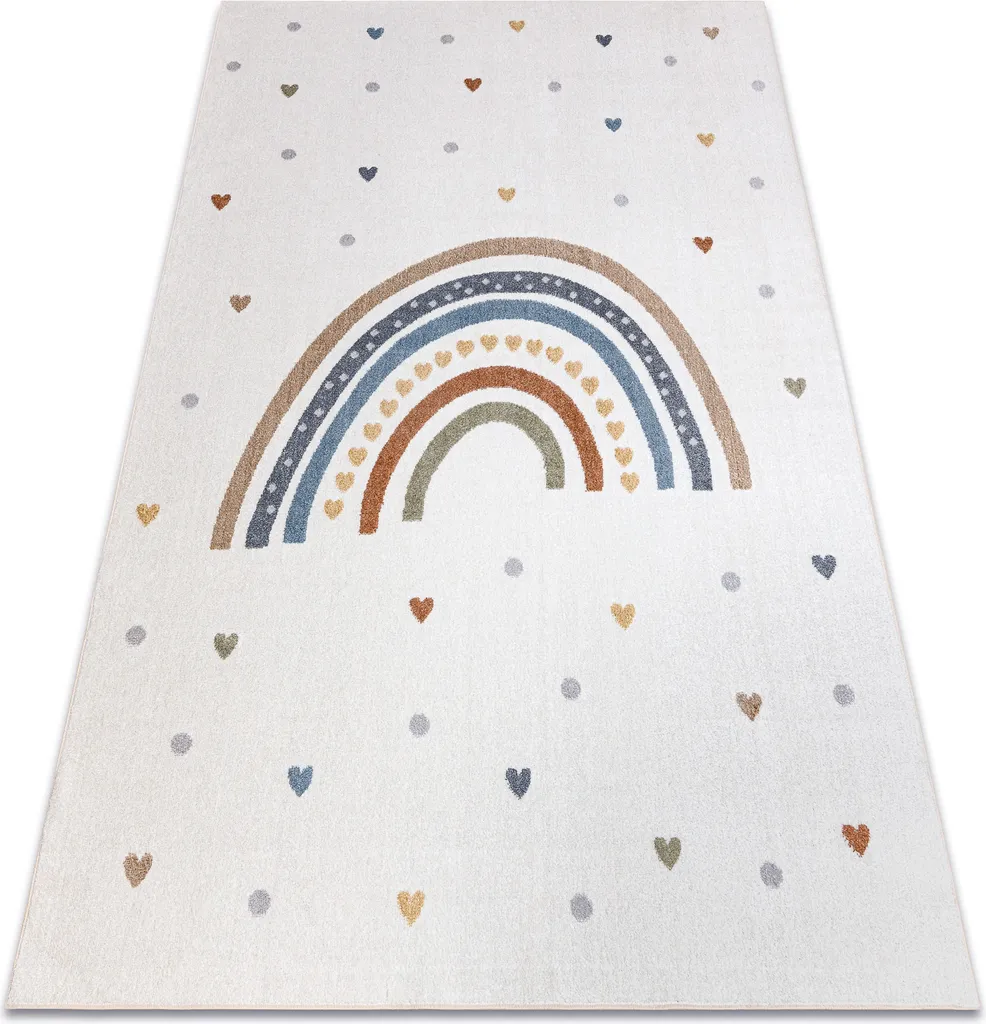 Grand tapis de salon multicolore 200x290 cm motifs cœurs marron BONO