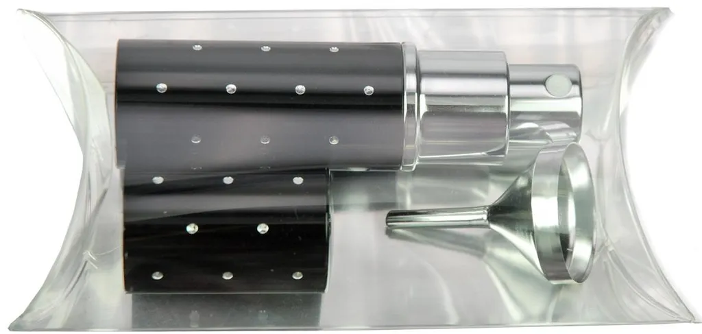Atomiseur de parfum rechargeable 10 ml noir et son entonnoir pratique