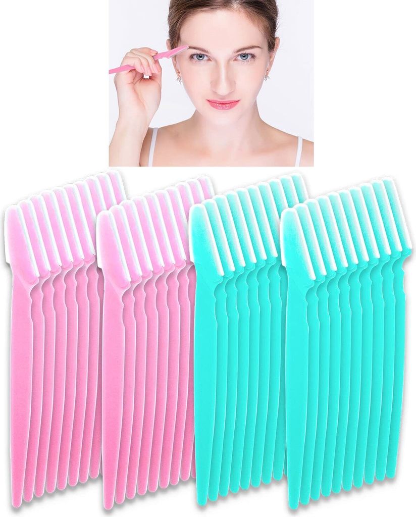 40 Stück Augenbrauenrasierer & Gesichtshaartrimmer - Edelstahl, Exfoliating & Dermaplaning Kit