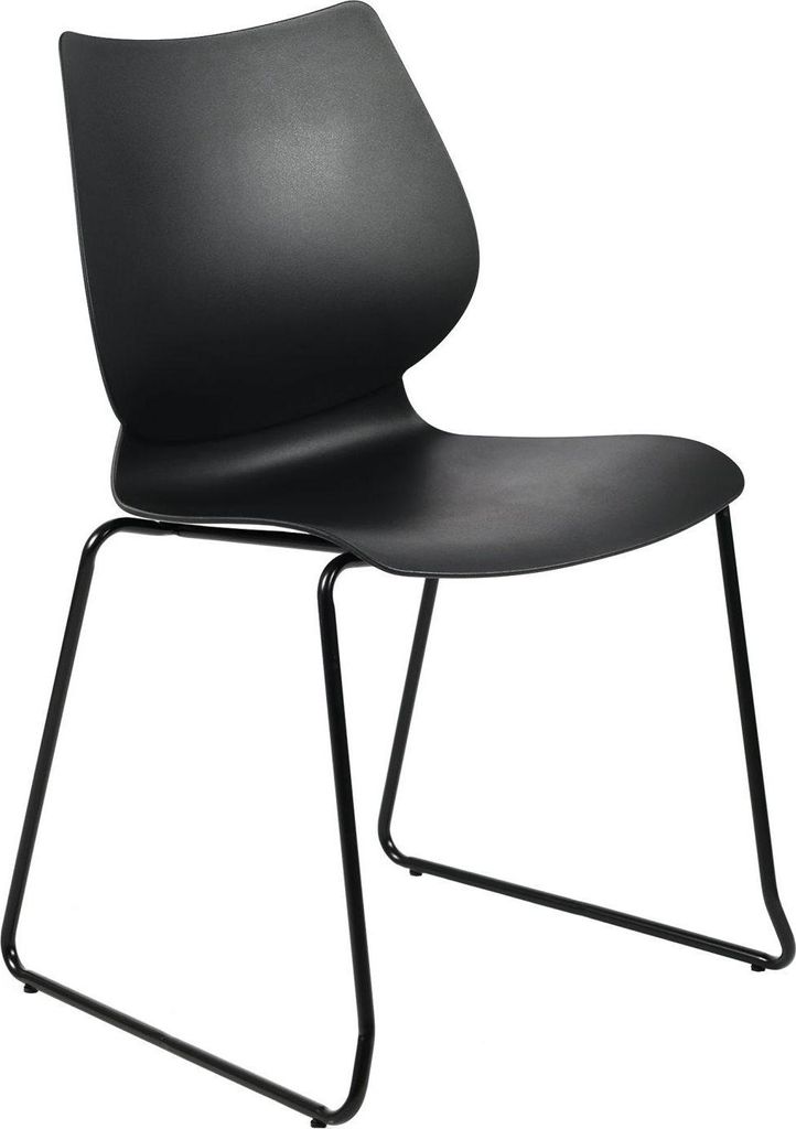 Moderner Stapelstuhl – Multifunktionaler Esszimmerstuhl – Platzsparend durch stapelbares Design | Farbe: Schwarz