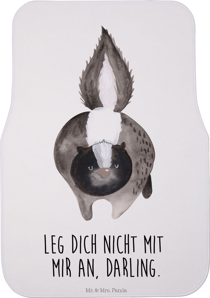 Mr. & Mrs. Panda Auto-Fußmatte Stinktier Angriff - Weiß - Geschenk, Raubtier, Auto Fußmatte, Teppich, Drohung, Automatte, Skunk, Wildtier, wüte...