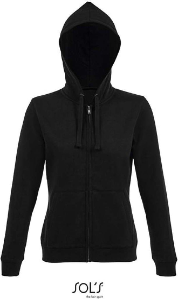 SOLS Damen Sweatjacke Zip Hoodie Spike 03106 Schwarz Black S
