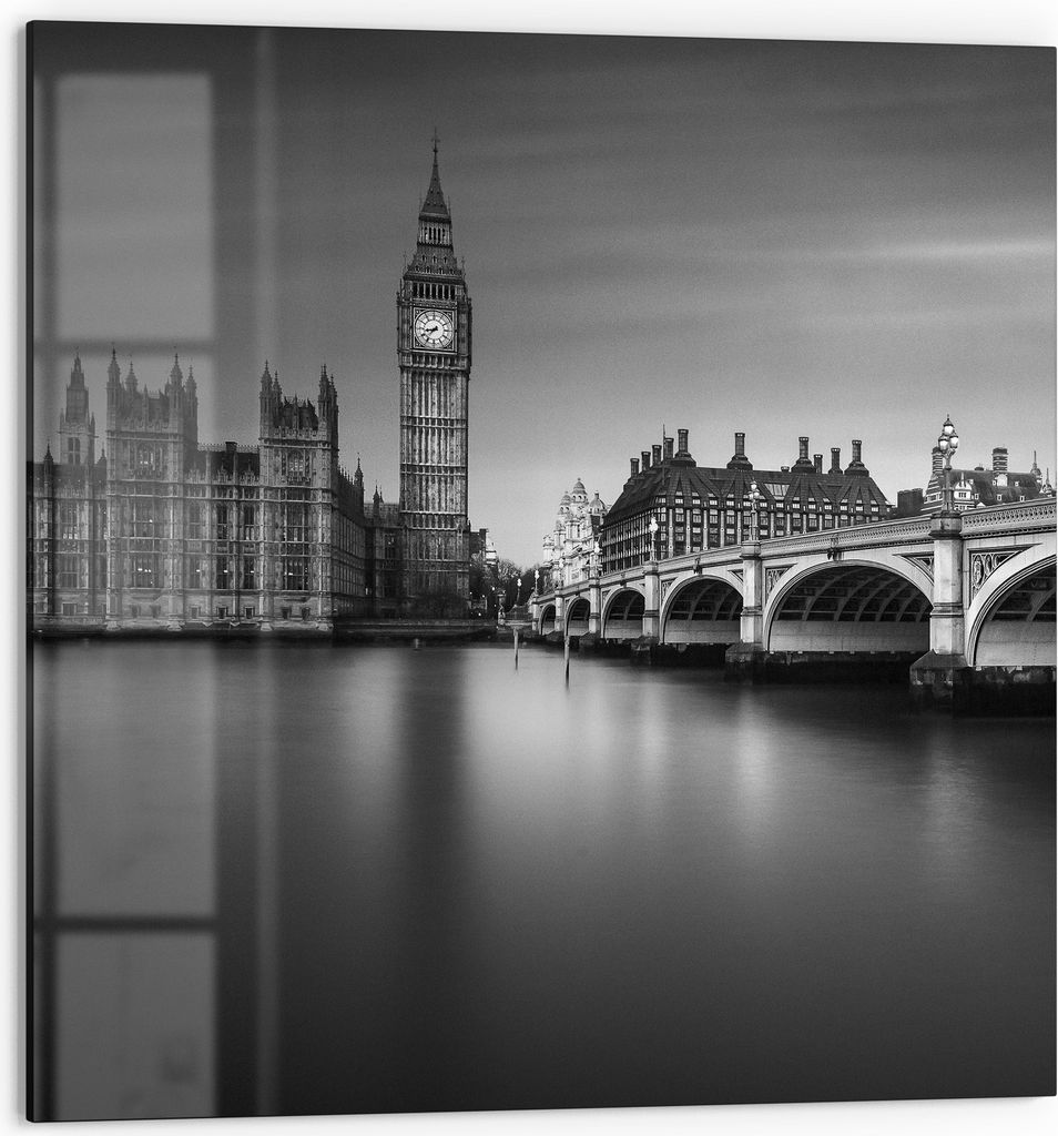 DEQORI Küchenrückwand Glas 60x60 cm 'Londoner Zeitlosigkeit' Spritzschutz Bad Rückwand Küche