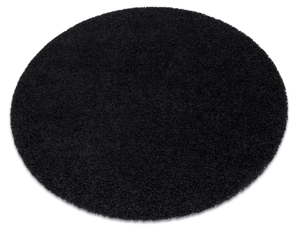 Petit tapis rond noir 100 cm pour chambre ou salon cosy modèle SOFFI