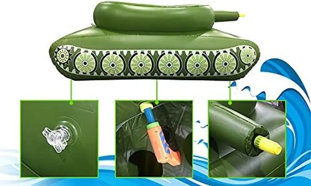 ASKSA Bouée de Piscine avec Pistolet à Eau Intégré - Jouet Gonflable Bleu