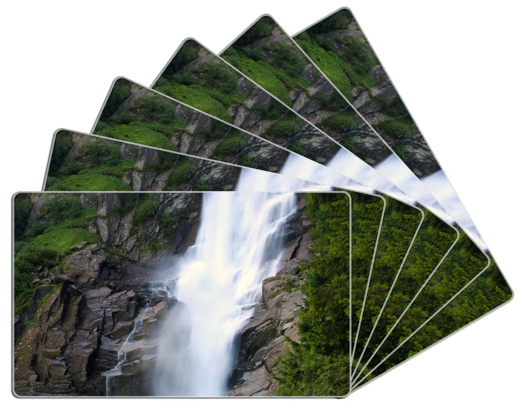 Wallario Frühstücksbrettchen 6er Set aus Glas, je 14 x 23 cm, mit rutschfesten Füßen, Motiv Wasserfall