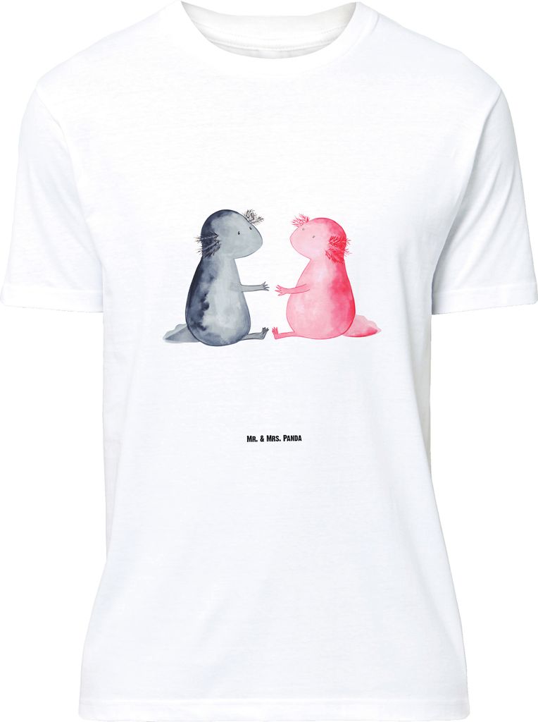 Mr. & Mrs. Panda Größe M T-Shirt Axolotl Liebe - Weiß - Geschenk, Herren, mit Spruch, Valentinstag, Tshirt, Lurch, Shirt, Lurche