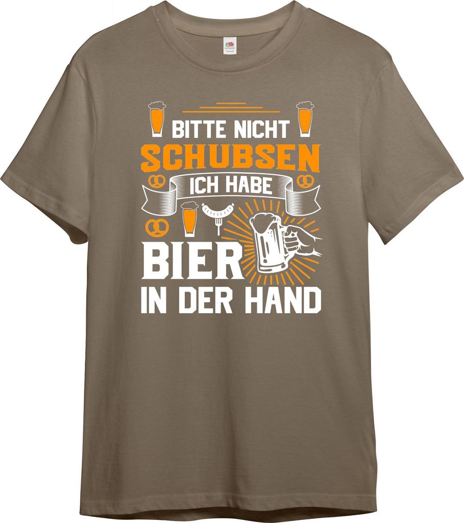PAULGOS Herren T-Shirt "Bitte nicht schubsen, ich habe Bier in der Hand"