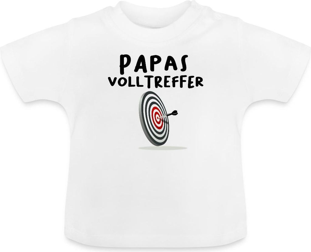 Spreadshirt Papas Volltreffer Witziger Spruch Dart Baby Baby Bio-T-Shirt mit Rundhals, 3-6 Monate, Weiß