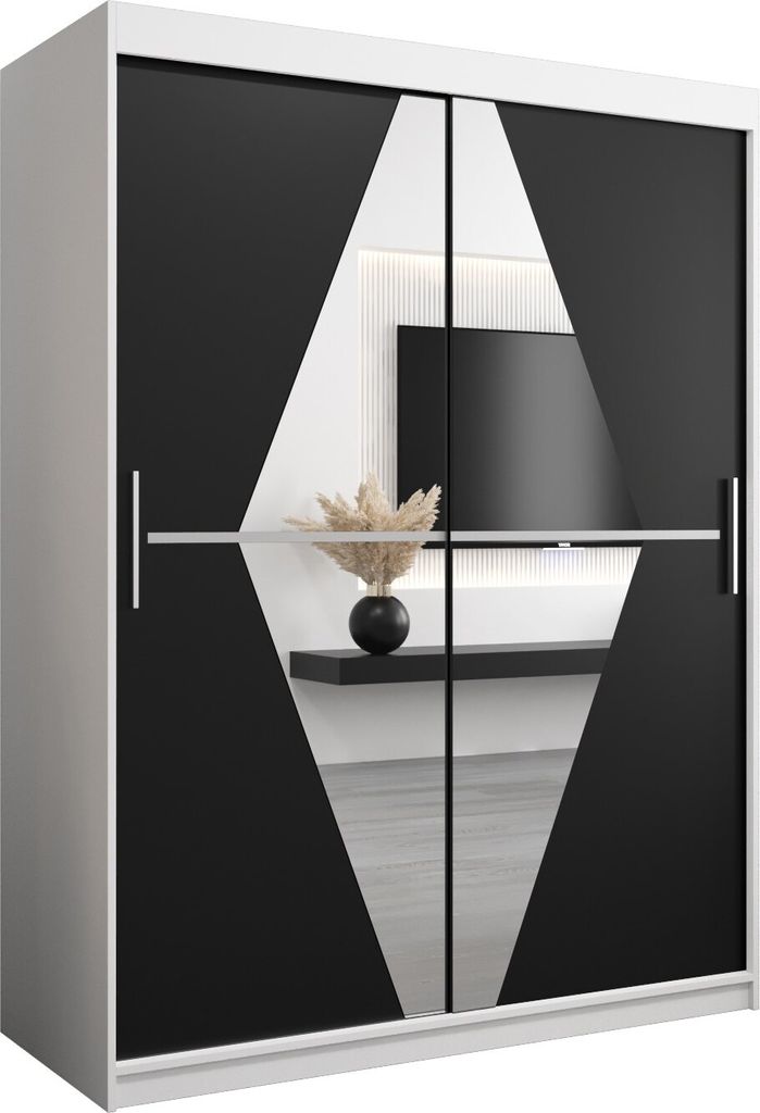 Kleiderschrank, Schiebetürenschrank Schlafzimmer, Schrank mit Spiegel BOLIWIA 150 cm