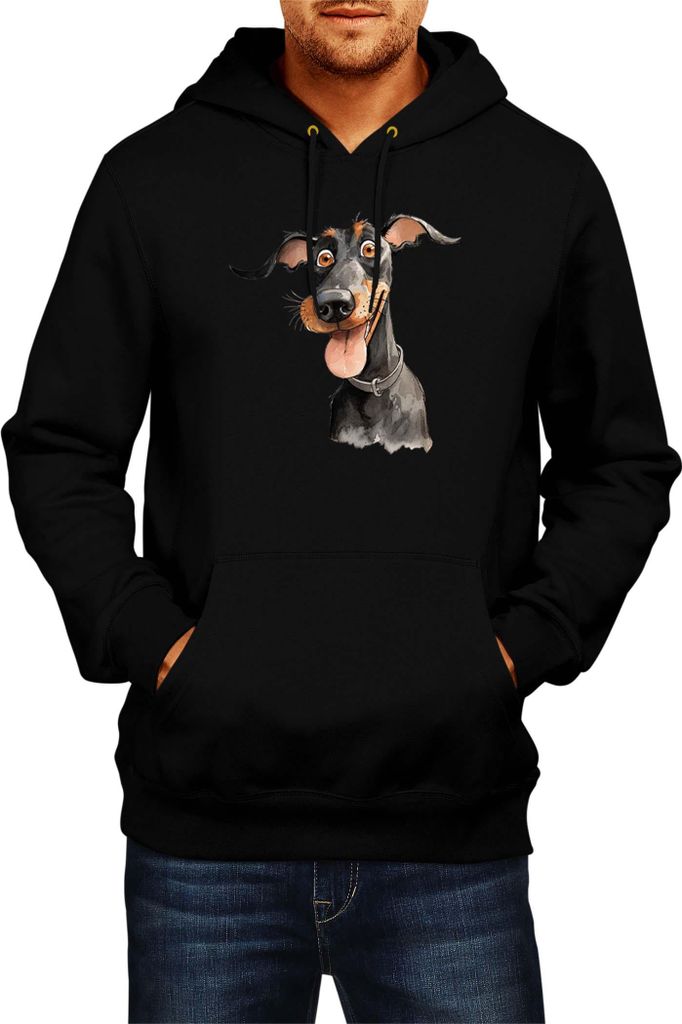 Herren Kapuzenpullover Funny Dogs Breeds Doberman Dog Breed, Man XL / Schwarz