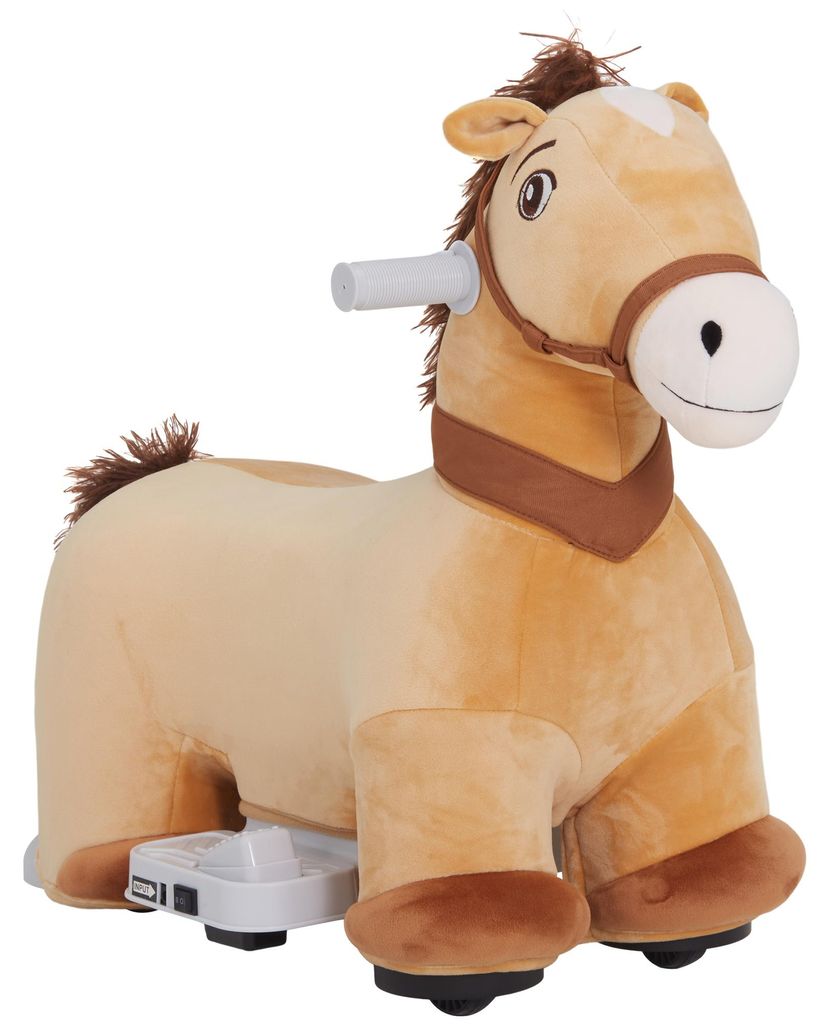 6V Elektrisches Reitpferd fš¹r Kinder. Batteriebetrieb. Mit Musikfunktion und Vorw?rtsbewegung. 18-36 Monate. Braun