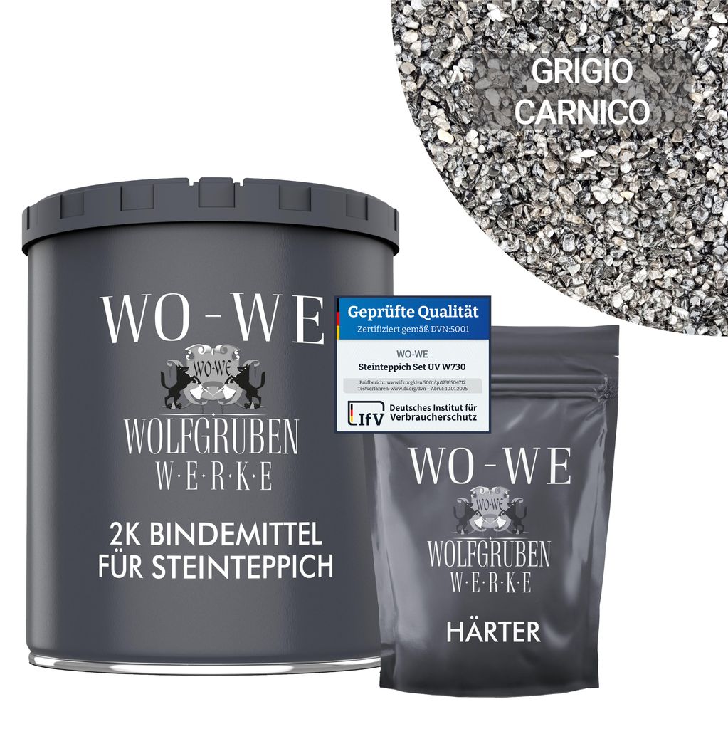 Steinteppich Set Marmorkies Bodenbeschichtung W730 Grigio Produktbild 