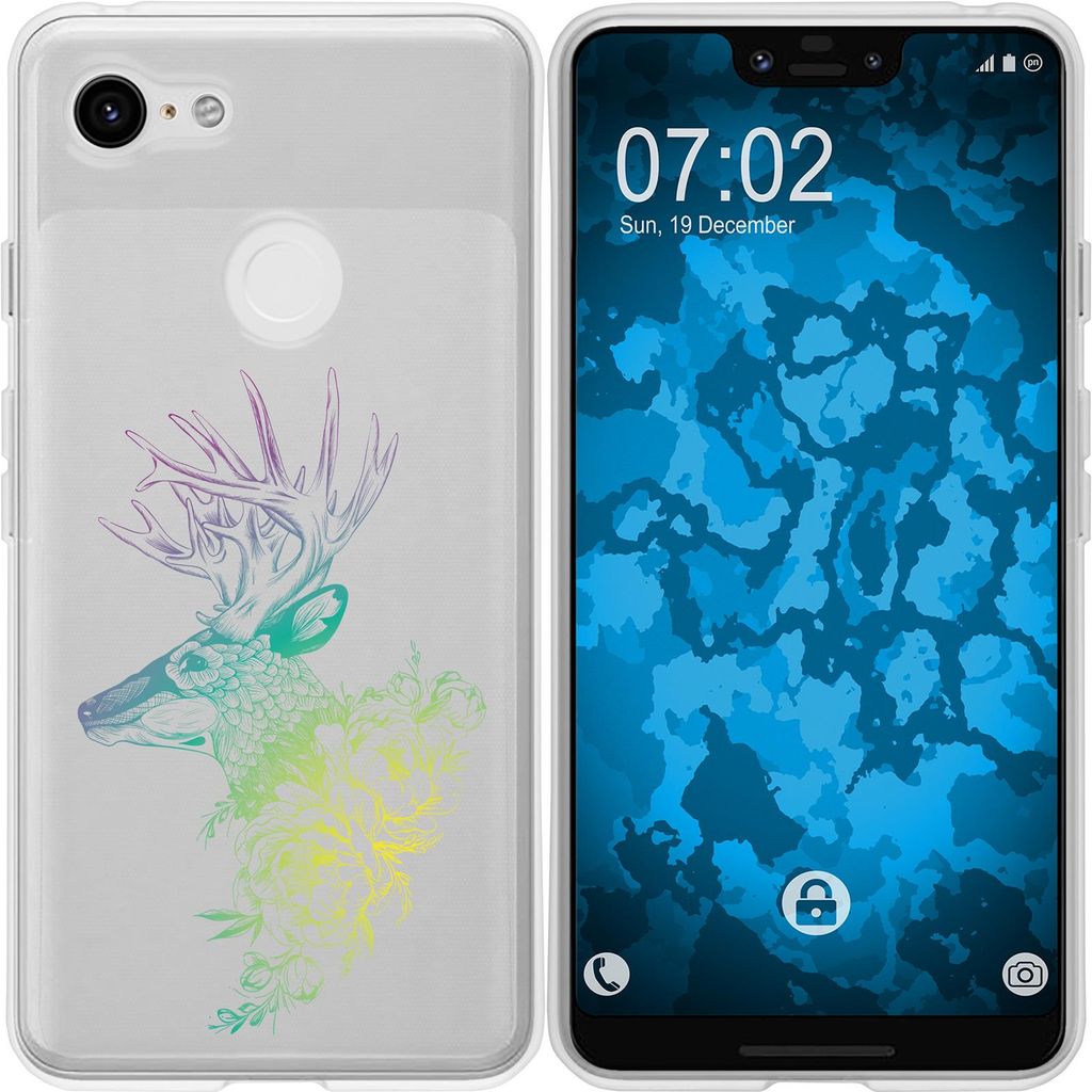 PhoneNatic Case kompatibel mit Google Pixel 3 XL Silikon-Hülle Floral Hirsch M7-4