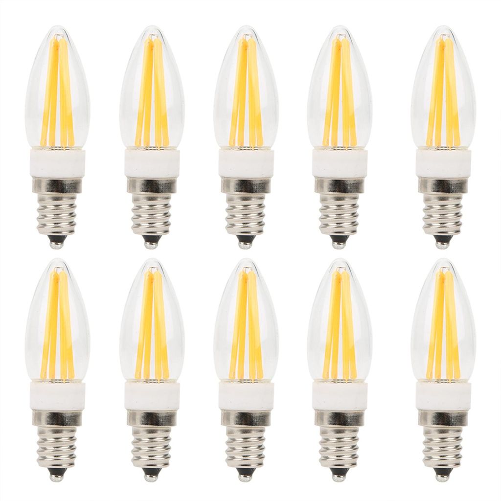 Sada 10 ks žiaroviek E12 3 W s vláknom pre lustre, teplá Obrázok produktu 