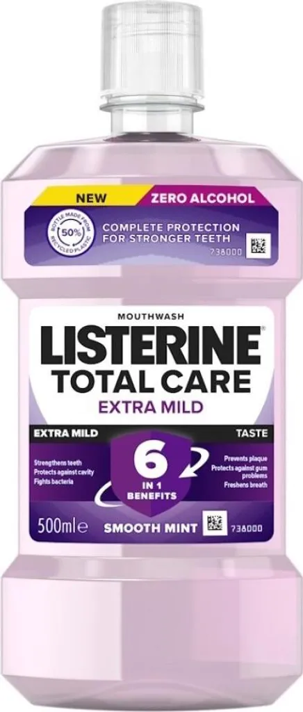 Listerine Total Care Goût Extra Doux Menthe Lisse Bain de Bouche 500ml