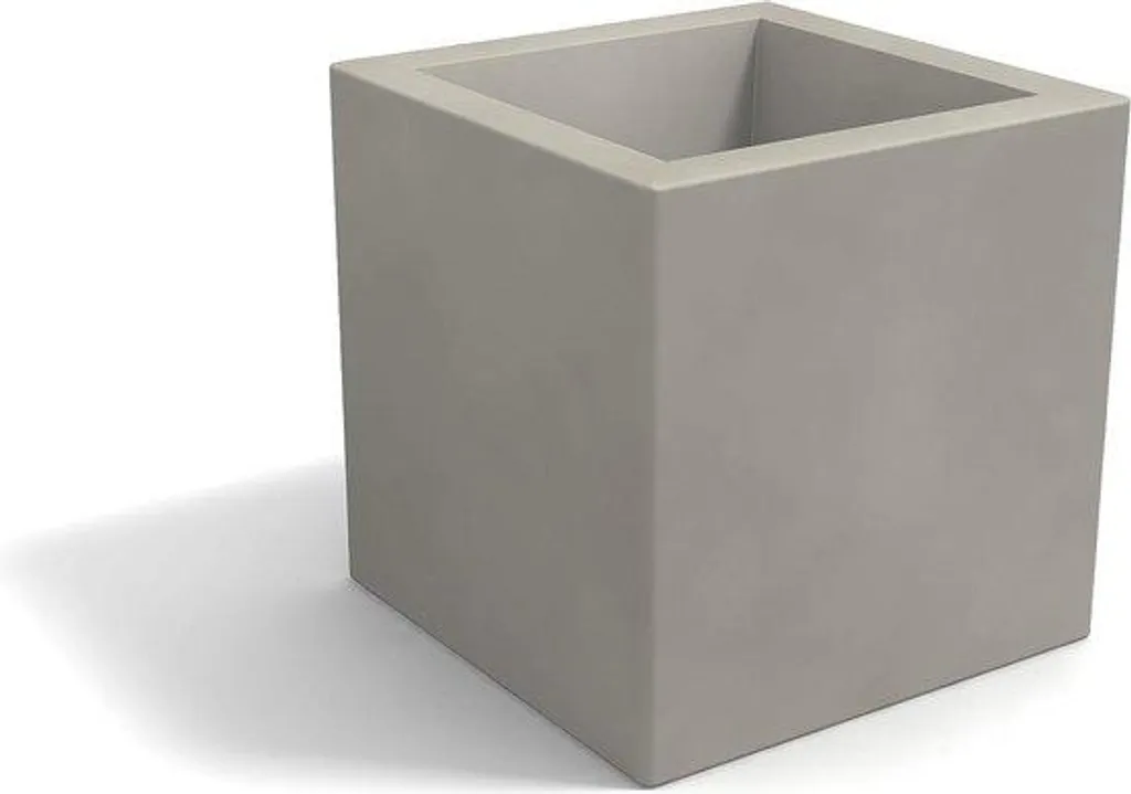 Pot de fleurs carré gris 25 cm, idéal pour aménager balcon et jardin