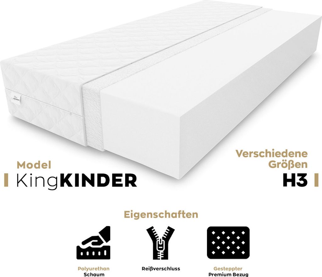 Kindermatratze KingKINDER 70 x 140 x 10 cm aus hochwertigen Produktbild 5