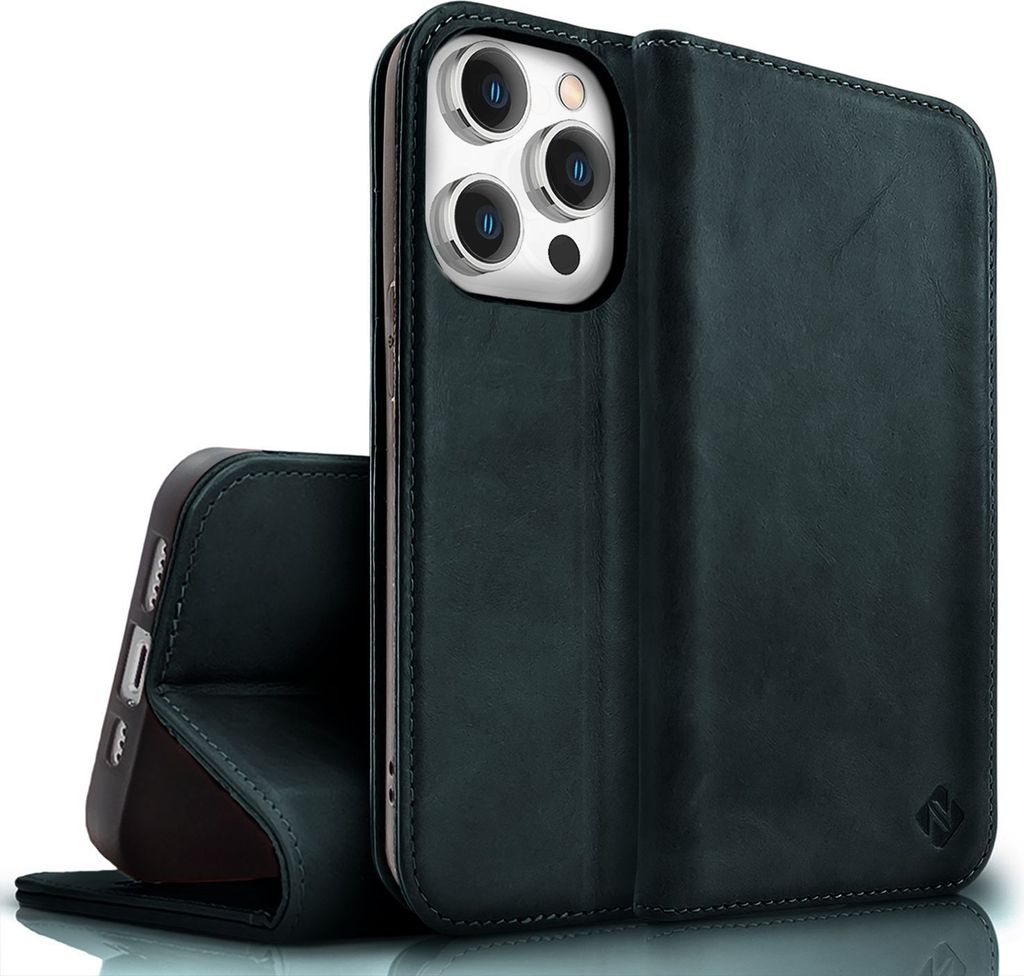 NALIA Echt-Leder Flipcase für iPhone 15 Pro Max Hülle, Produktbild 