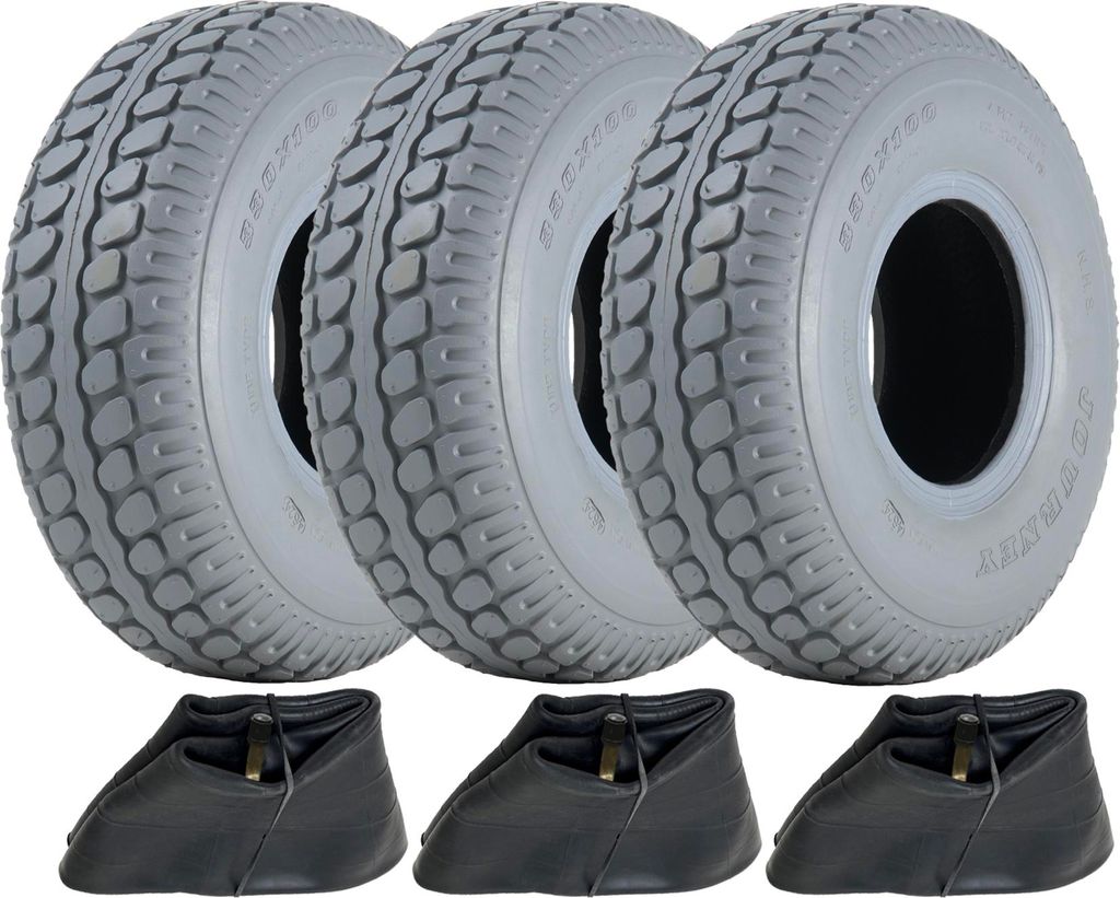 330x100 Grey Mobility Scooter Tyre & Inner Tube Pneumatiky Obrázek produktu 