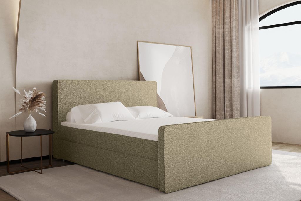 Kaiser Möbel Boxspringbett mit bettkasten matratze topper LAGUNE Beige 180x200 cm H3
