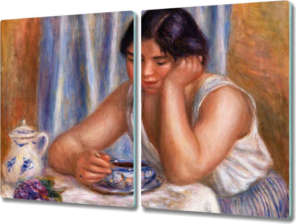 Coloray Herdabdeckplatte 2x40x52 cm Schneidebrett Kochplattenabdeckung Küchenbrett Hackbrett - Weiblicher Kaffee