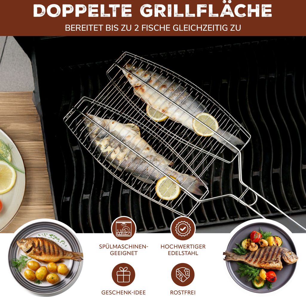 Gril à poisson Bremermann à 2 compartiments / Acier Image du produit 