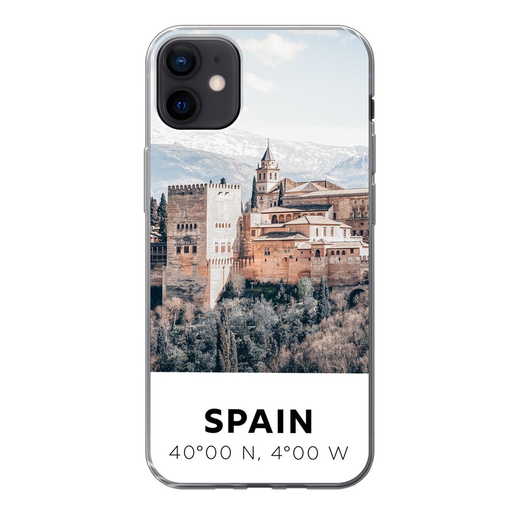 MuchoWow Handyhülle Schutzhülle Hülle für iPhone 12 mini Spanien - Schloss - Vintage - Sommer Silikon Softcase Handy Hülle - Bild